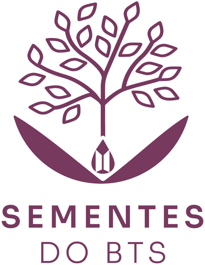 Logotipo Sementes do BTS: uma árvore brotando de uma semente